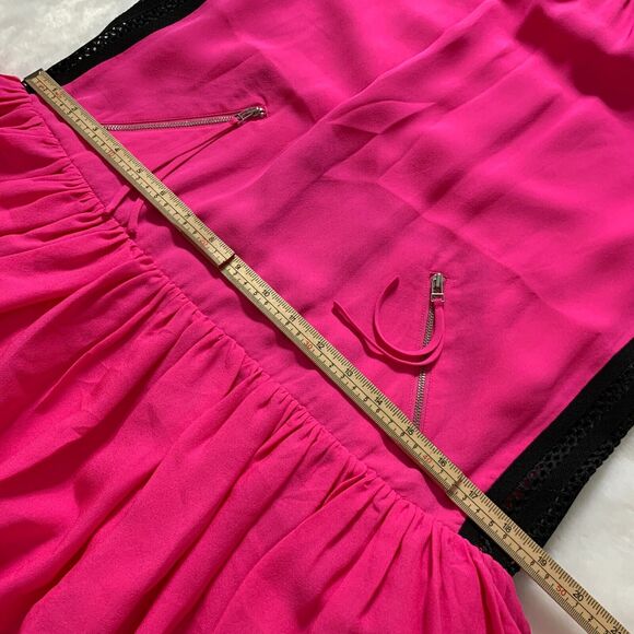 L.A.M.B. Gwen Stefani Black Hot Pink Above Knee Sleeveless Silk Dress Size 6 - Picture 7 of 12